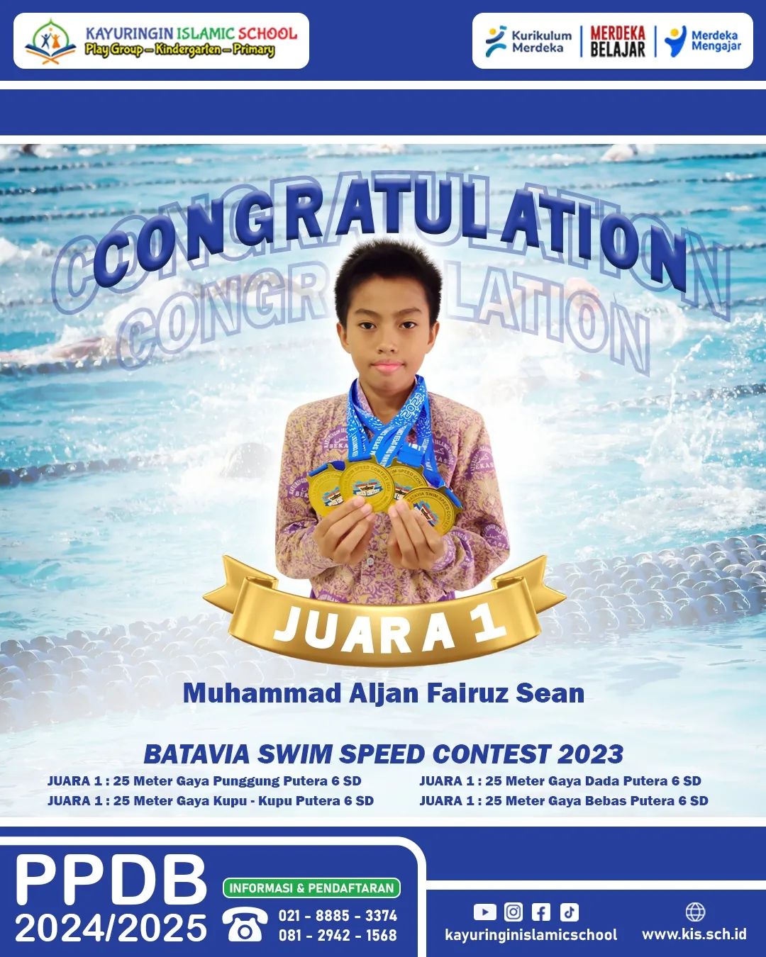 Juara 1 dalam 4 cabang kategori Batavia Swim Speed Contest 2023